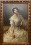Giuseppe Mascarini "Gentildonna con ventaglio" Milano, 1909
olio su tela (cm 140