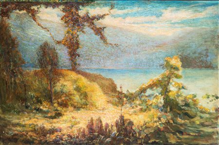 Antonio Pasinetti (Montichiari 1863 - Milano 1940)  - Veduta di lago