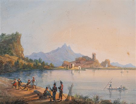 Scuola dell'Italia meridionale, secolo XIX - Lago di Fusaro, 1827