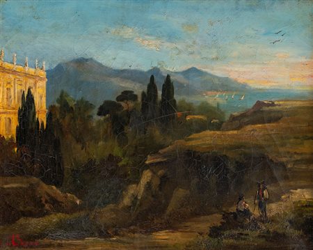 Scuola francese del XIX secolo - Palazzo presso la costa