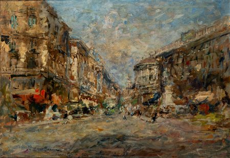 Luigi Mantovani (Milano 1880 - 1957)  - Milano, Piazza Cordusio, 1947