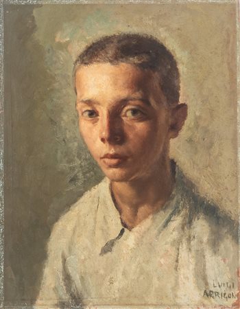 Luigi Arrigoni (Piacenza 1896 - 1964)  - Ritratto di fanciullo (recto); Ritratto di uomo con cappello (verso)