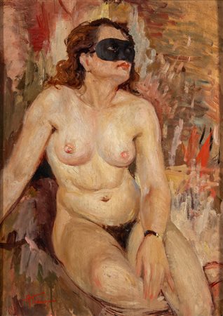Antonio Tramajoni (Milano 1915 - ?)  - Nudo femminile in maschera