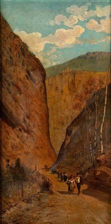 Augusto Ferri (Bologna 1829 - Pesaro 1895)  - La strada fra i monti
