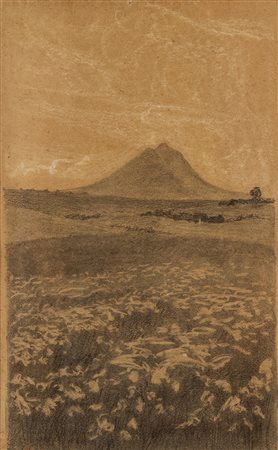 Ettore Ferrari (Roma 1845 - 1929)  - Veduta del monte Circeo