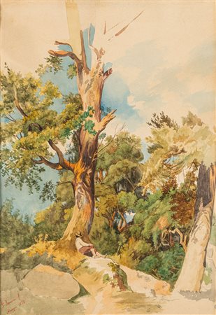Scuola italiana, seconda metà del XIX secolo - Riposo sotto l'albero, 1876