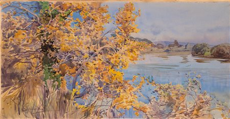 Onorato Carlandi (Roma 1848 - 1939)  - Ansa del Tevere