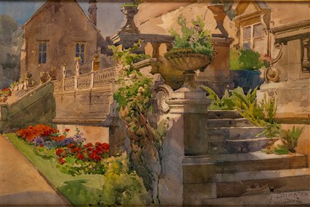 Onorato Carlandi (Roma 1848 - 1939)  - Brympton House, Somerset