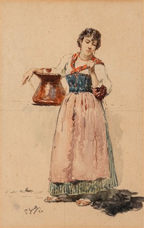 Pio Joris (Roma 1843 - 1921)  - Popolana con la conca, 1874