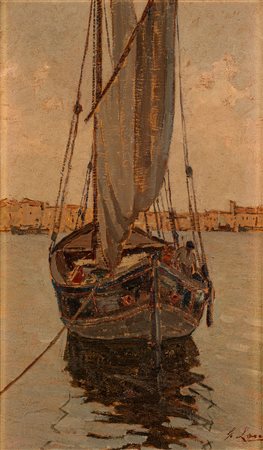 Giovanni Lomi (Livorno 1889 - 1969)  - Traboccolo in porto