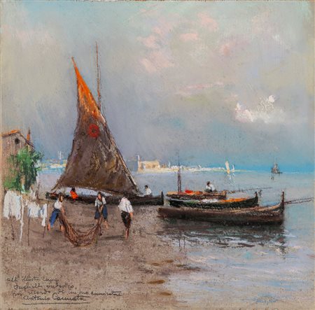 Antonio Cannata (Polistena 1895 - Roma 1960)  - Pescatori a riva