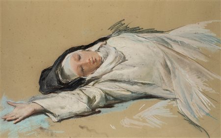 Attilio Stefanori (Roma 1860 - 1911)  - Monaca svenuta