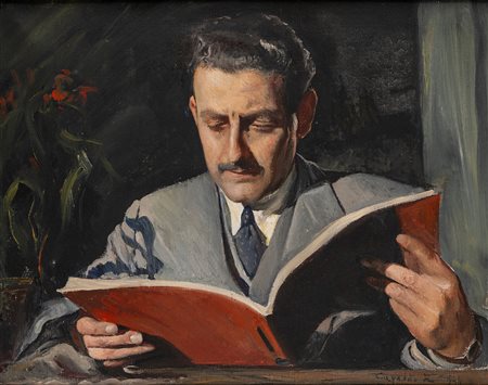 Rubens Capaldo (Parigi 1908 - Napoli 1998)  - Ritratto di uomo che legge, 1944