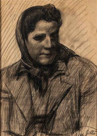 Saverio Gatto (Reggio Calabria 1877 - Napoli 1959)  - Giovane donna con foulard in testa