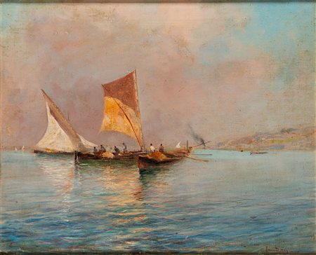 Oscar Ricciardi (Napoli 1864 - 1935)  - Marina, 1914