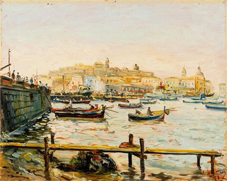 Antonio Martucci (Napoli 1934)  - Mattinata al porto, 1958