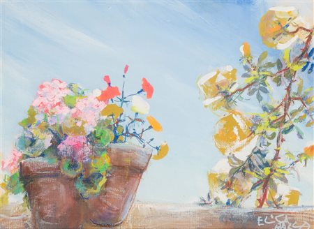 Elica Balla (Roma 1914 - 1993)  - Gerani sul davanzale