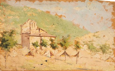 Odoardo Toscani (Roma 1859 - Smirna 1914)  - Paesaggio con accampamento di tende