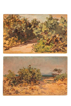 Odoardo Toscani (Roma 1859 - Smirna 1914)  - Paesaggi tunisini con fichi d'india