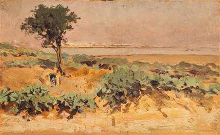 Odoardo Toscani (Roma 1859 - Smirna 1914)  - Tunisia, veduta della costa di Rades