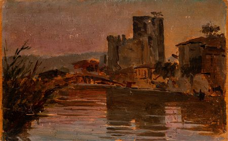 Odoardo Toscani (Roma 1859 - Smirna 1914)  - La rocca presso il fiume