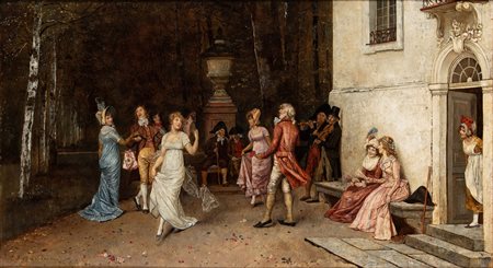 Rudolf Hirth du Frenes (Germania 1846 - 1916)  - Scena di vita popolare all'aperto