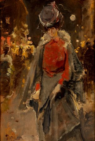 Pompeo Mariani (Monza 1857 - Bordighera 1927)  - Notturno a Milano, 1900