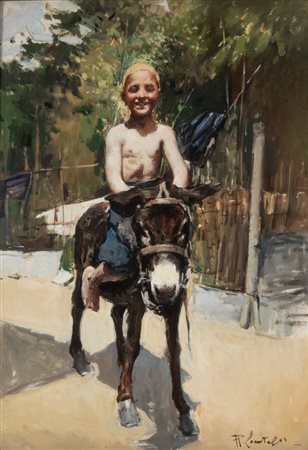 Romualdo Locatelli (Bergamo 1905 - Manila 1943)  - Giovane popolano con asinello