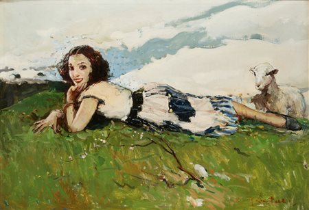 Romualdo Locatelli (Bergamo 1905 - Manila 1943)  - Giovane fanciulla distesa