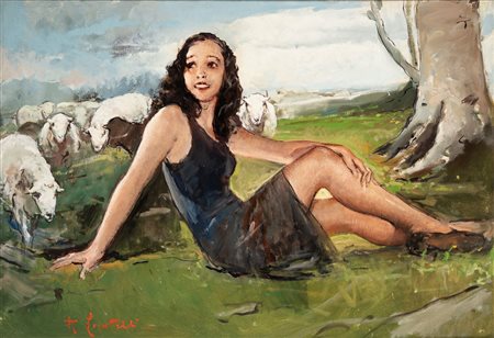 Romualdo Locatelli (Bergamo 1905 - Manila 1943)  - Ritratto femminile