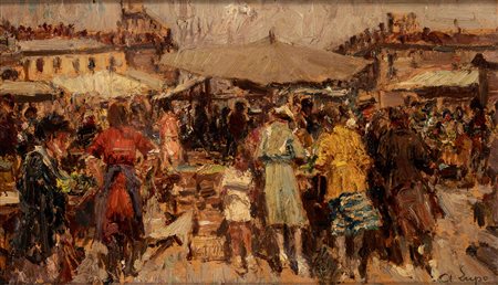 Alessandro Lupo (Torino 1876 - 1953)  - Mercato a Porta Palazzo