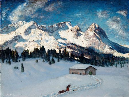 Cesare Maggi (Roma 1881 - Torino 1961)  - Paesaggio innevato