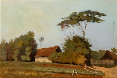 Scuola del secolo XIX - Paesaggio con case
