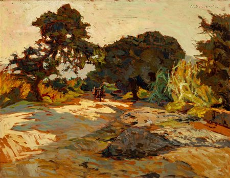 Carlo Domenici (Livorno 1898 - Valdana di Portoferraio 1981)  - Calesse nel bosco