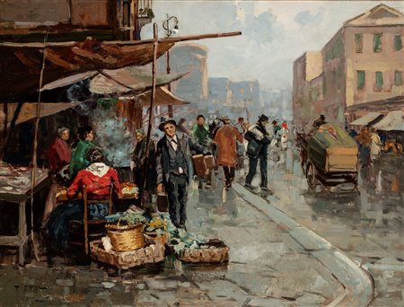 Giuseppe Pitto (1857 - 1928)  - Al mercato