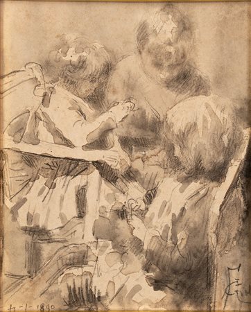 Francesco Gioli (San Frediano a Settimo 1846 - Firenze 1922)  - Studio di figure, 1890