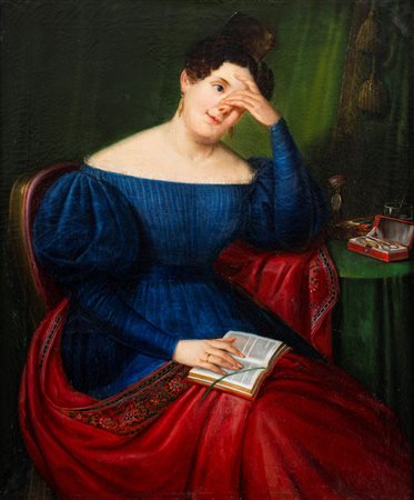 Scuola italiana, secolo XIX - Ritratto di giovane lettrice