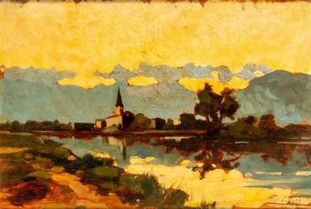 Guglielmo Ciardi (Venezia 1842 - 1917)  - Paesaggio