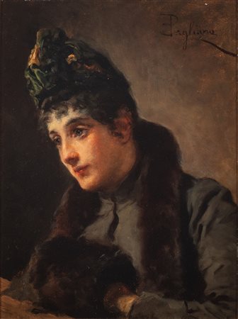 Eleuterio Pagliano (Casale Monferrato 1826 - Milano 1903)  - Ritratto femminile