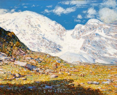 Carlo Costantino Tagliabue (Bresso 1880 - Milano 1960)  - Il Monte Rosa dalle Alpi di Macugnaga
