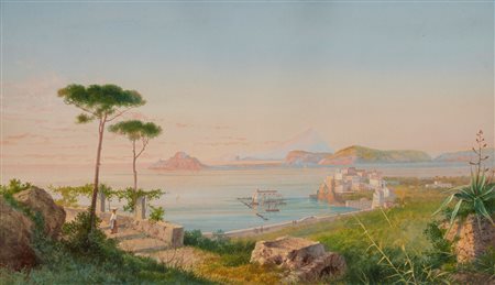 Gioacchino La Pira (attivo tra 1839 e 1875)  - Mattino sul golfo di Napoli