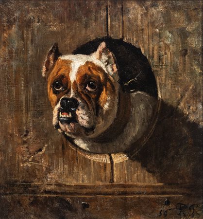 Filippo Palizzi (Vasto 1818 - Napoli 1899)  - Mastino da guardia, 1856