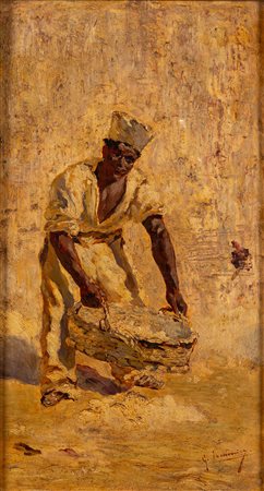 Giuseppe Lamonica (Napoli 1862 - 1919)  - Giovane arabo con cesto