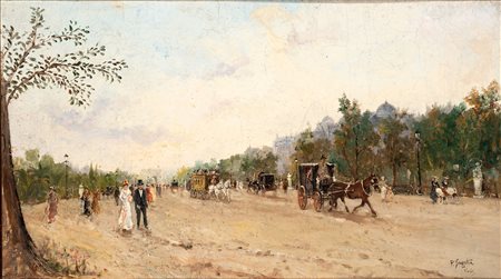 Pietro Scoppetta (Amalfi 1863 - Napoli 1920)  - Passeggiata a Parigi
