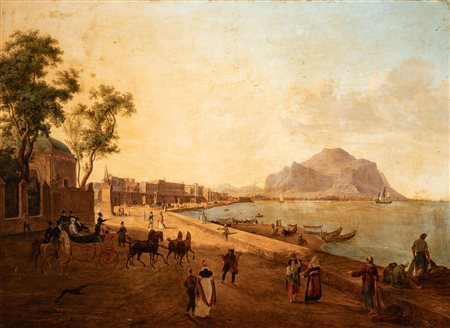 Scuola dell'Italia meridionale, inizio secolo XIX - Veduta di Palermo con il Monte Pellegrino