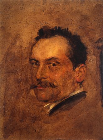 Attribuito a Franz von Lenbach (Schrobenhausen 1836 - Monaco di Baviera 1904)  - Ritratto d'uomo