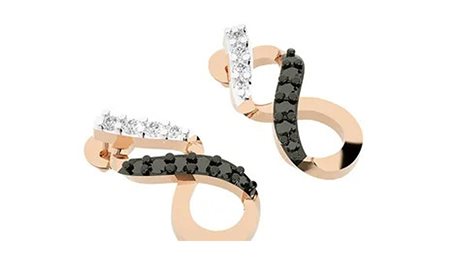 ORECCHINI A LOBO IN ORO ROSA 14K CON DIAMANTI 0.11 CT - DOC-0012330-0036