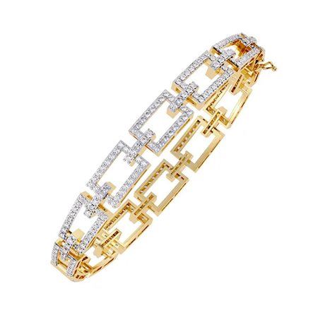 BRACCIALE A CATENA IN ORO GIALLO 14K CON DIAMANTI 2.30 CT - DOC-0030963-0008