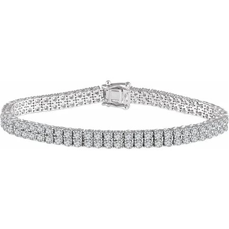 BRACCIALE IN ARGENTO STERLING CON DOPPIA FILA DI ZIRCONI BIANCHI - 652902