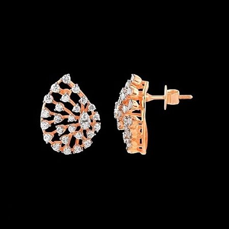 ORECCHINI A LOBO IN ORO ROSA 14K CON DIAMANTI DI LABORATORIO 0.27 CT DOC-13723-0008